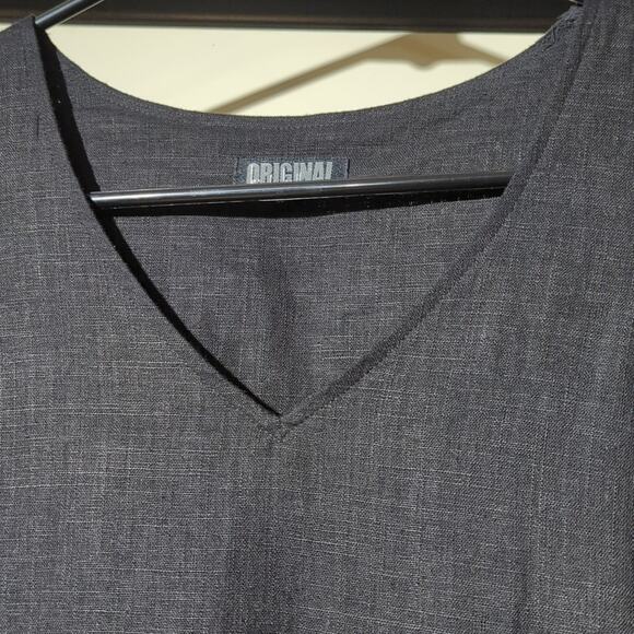 Original Nicole Miller Linen/Viscose Black Classic V-Neck Sheath Dress Size S - Picture 3 of 11